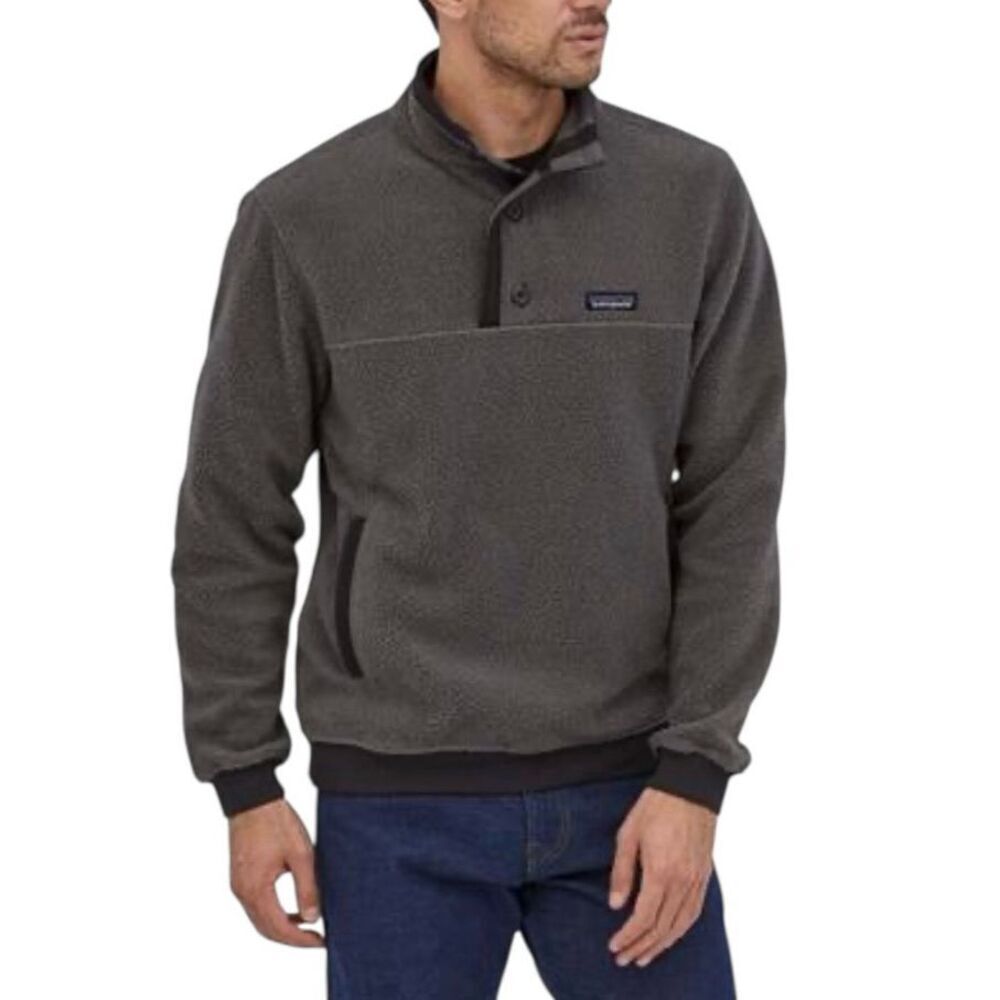 Patagonia Shearling 3 Button Up Pullover Sweater Sweatshirt Men's Large